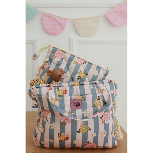 Large Make-Up Bag - Blue Stripes