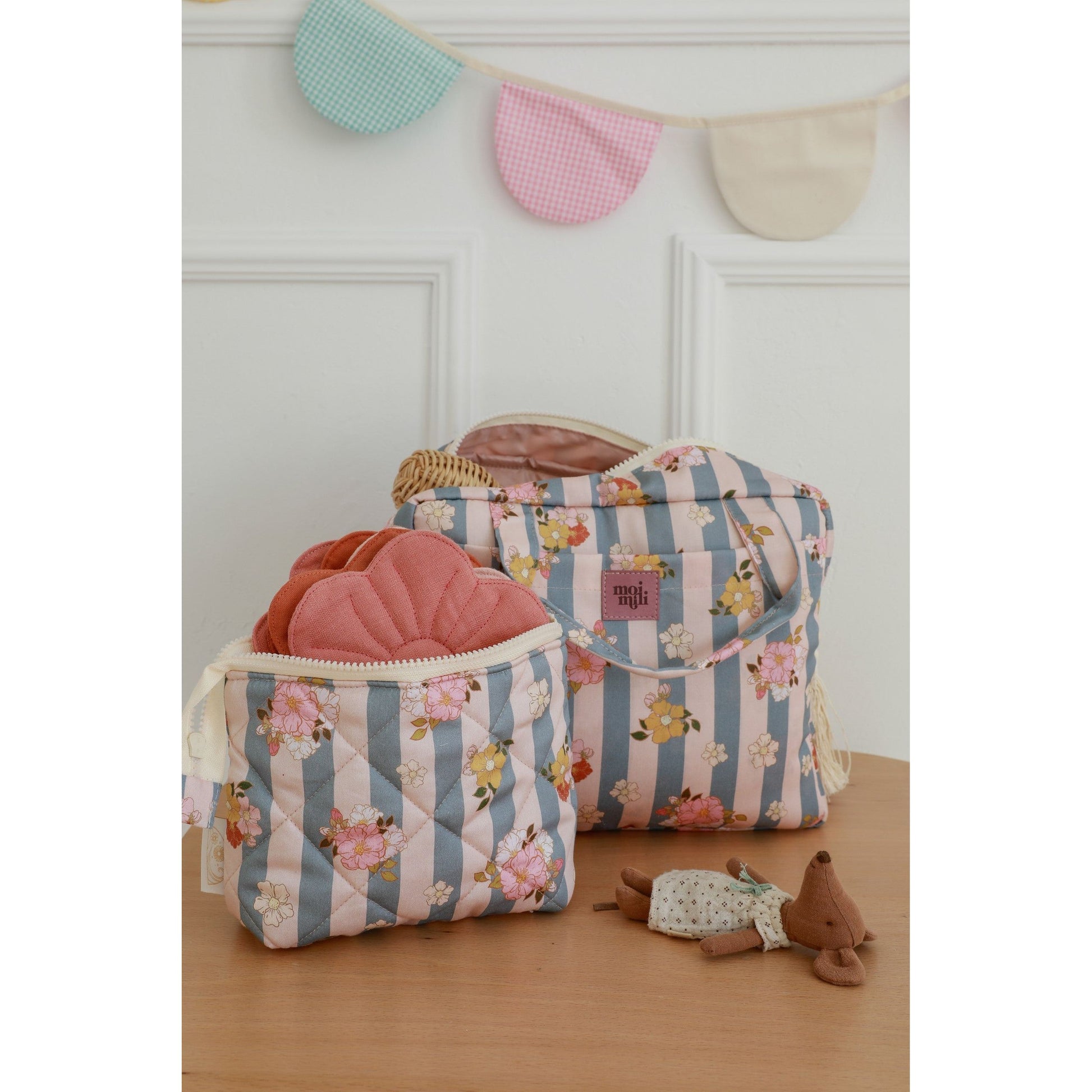 Large Make-Up Bag - Blue Stripes