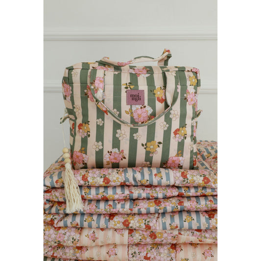 Large Make-Up Bag - Green Striped
