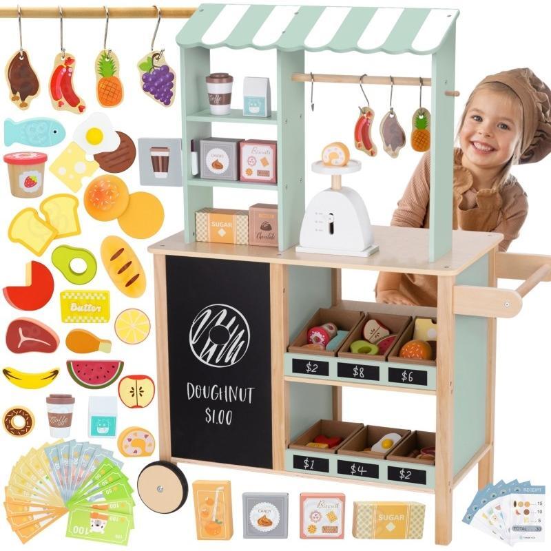Large Multifunctional Wooden Food Truck Stand, 73 pcs