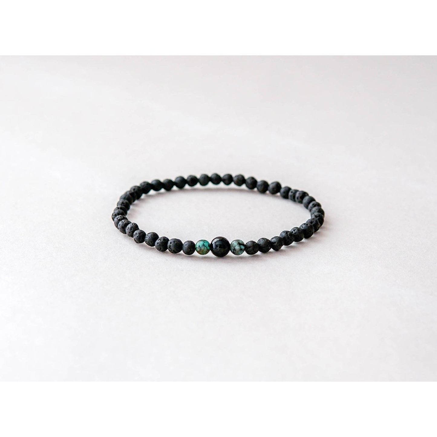 Lava Bracelet with 4mm Onyx and Turquoise for Men
