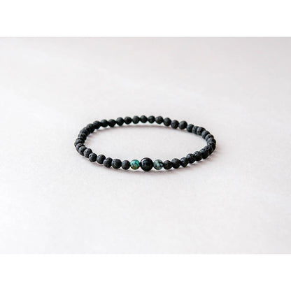 Lava Bracelet with 4mm Onyx and Turquoise for Men