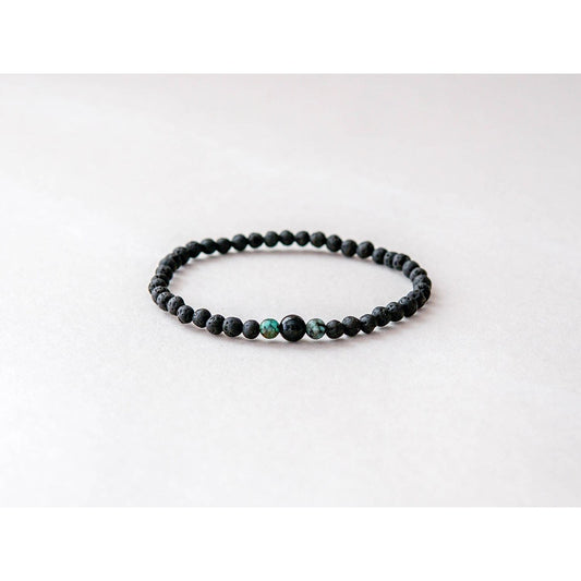 Lava Bracelet with 4mm Onyx and Turquoise for Men
