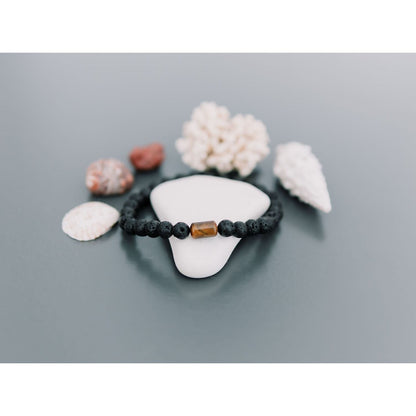 Lava Bracelet with 6mm Tiger Eye for Men