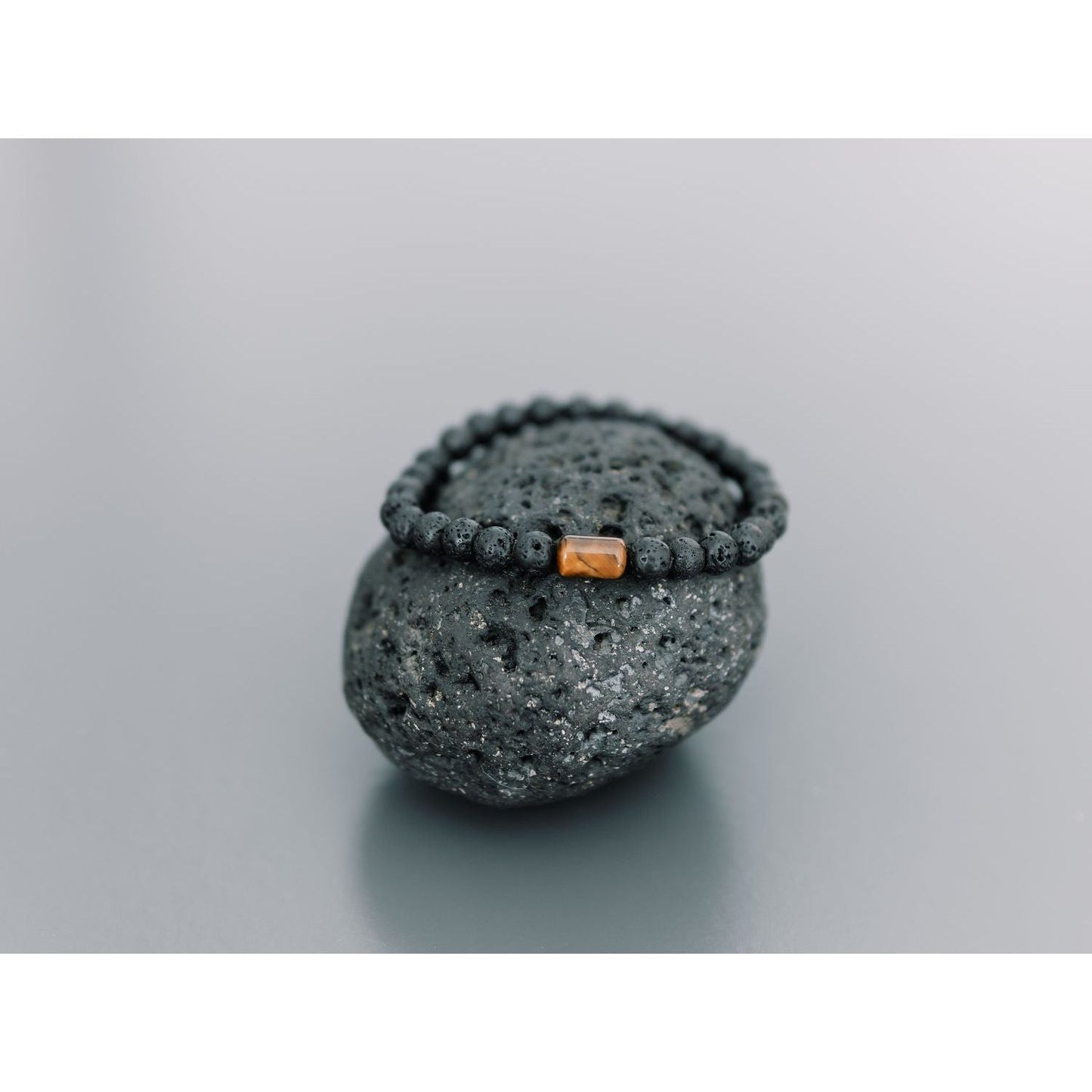 Lava Bracelet with 6mm Tiger Eye for Men