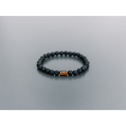 Lava Bracelet with 6mm Tiger Eye for Men