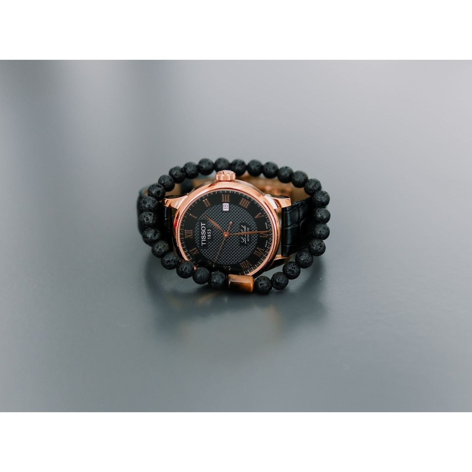 Lava Bracelet with 6mm Tiger Eye for Men