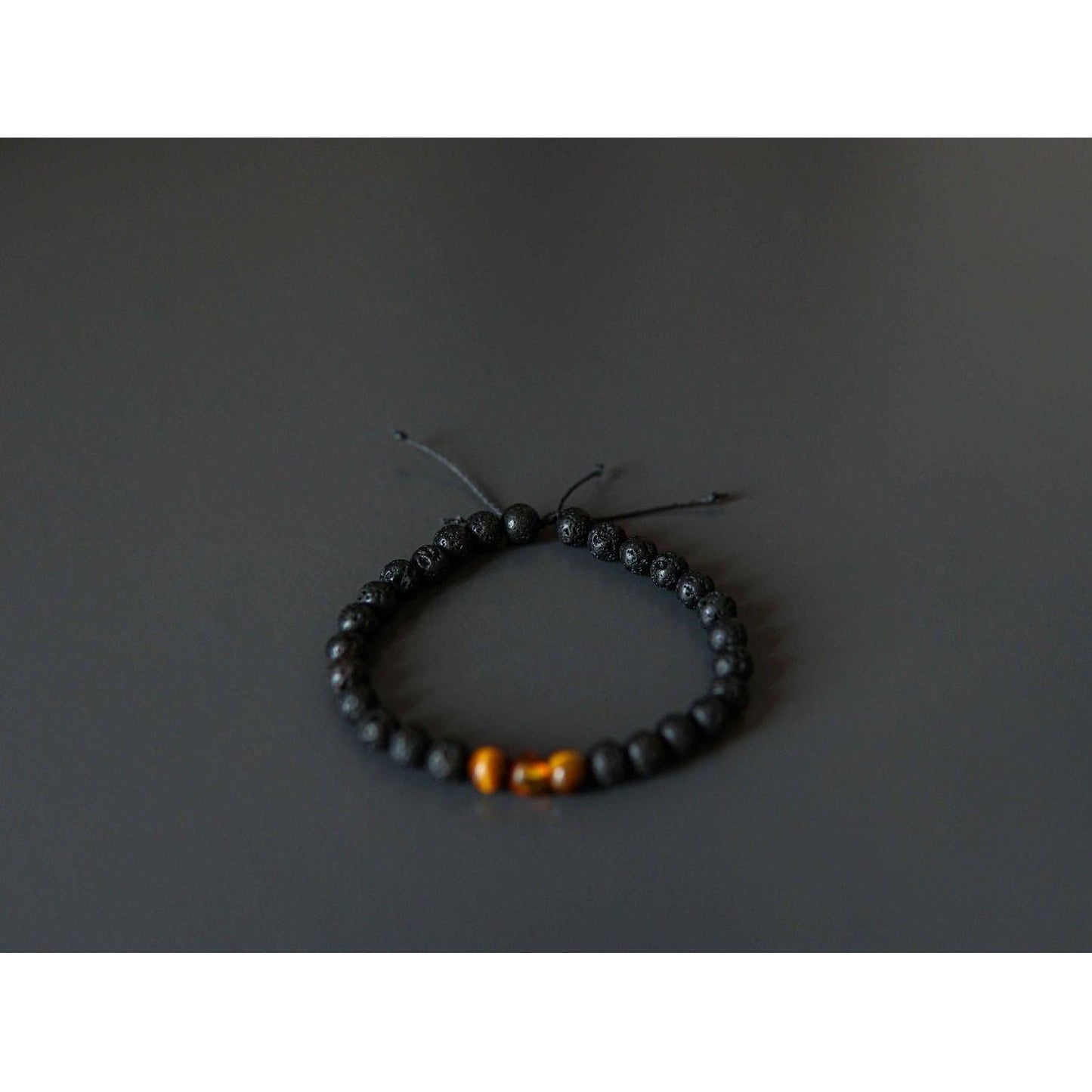 Lava Stone Bracelet with Amber and Tiger Eye