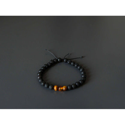 Lava Stone Bracelet with Amber and Tiger Eye