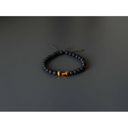 Lava Stone Bracelet with Amber and Tiger Eye