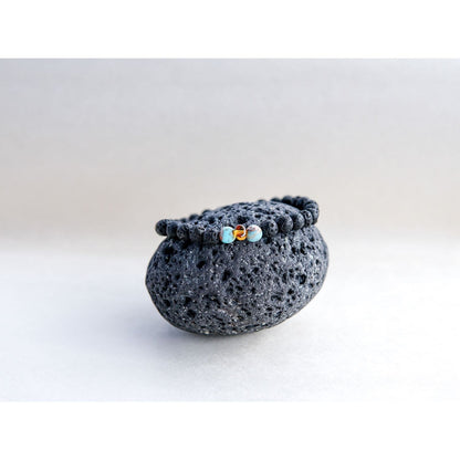 Lava Stone Bracelet with Amber and Turquoise