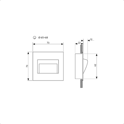 LED Porrasvalaisin mattateräs WALLY 2 , 1,4W 2700K - 12V