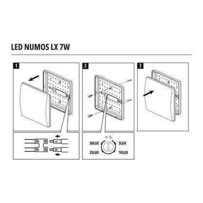 Talonumerovalaisin NUMOS LX hämärätunnistimella 7W 4000K 700lm IP65