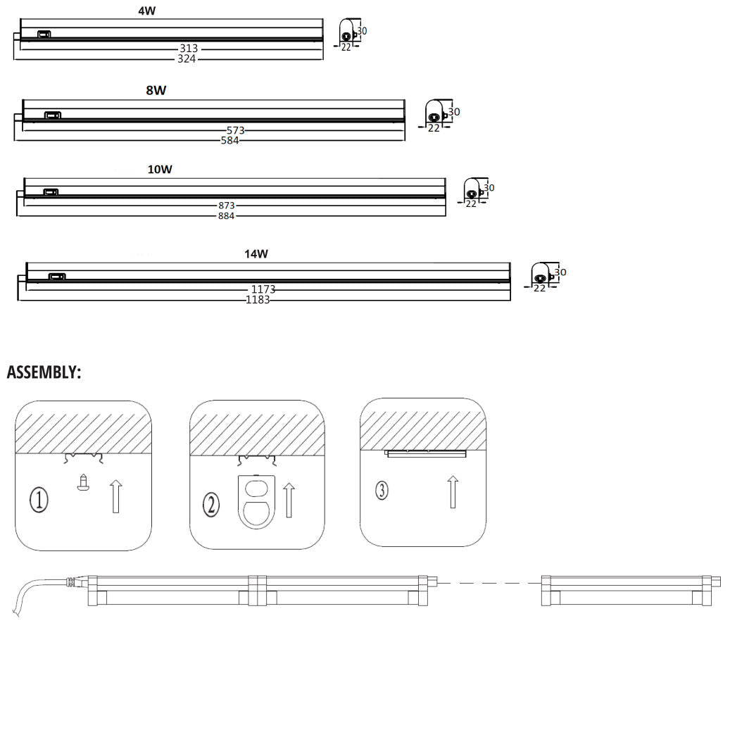 4W LED-yleisvalaisin WL - 40cm 4000K 440lm