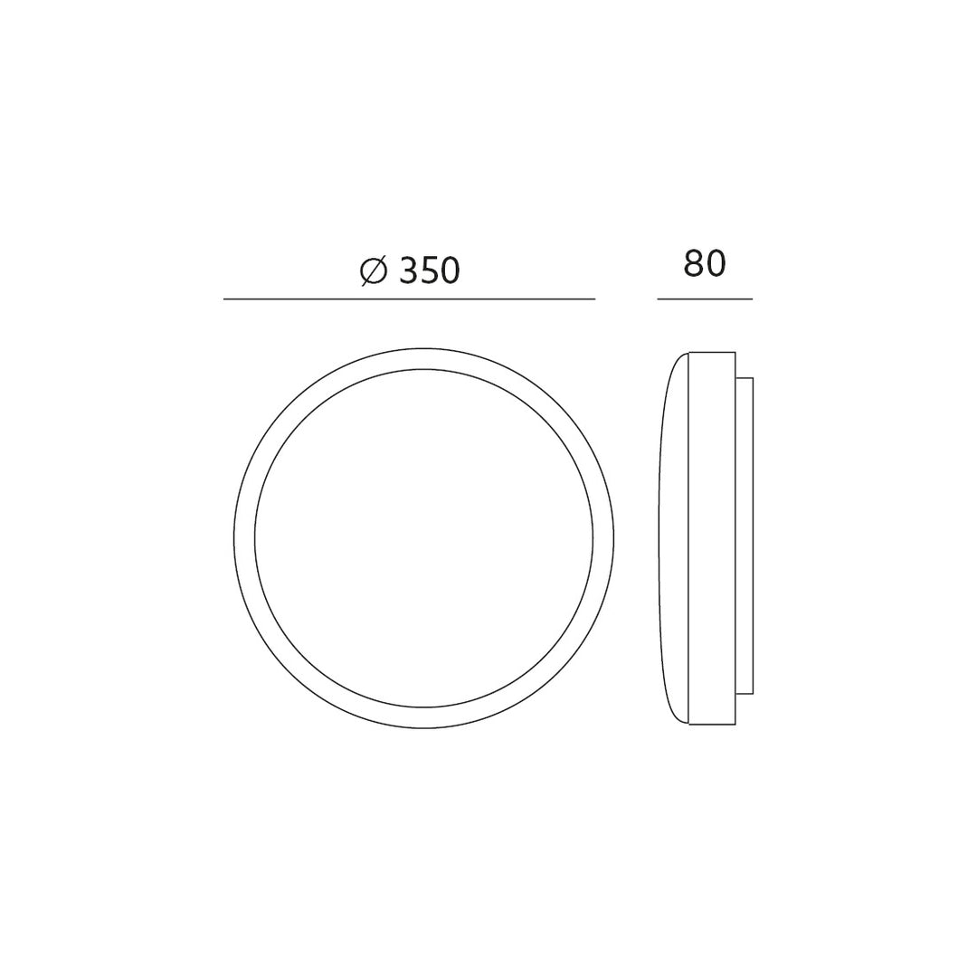 LED-valaisin ZOE MUSTA 24W 4000K Ø350mm 1540lm IP44 liike- ja hämärätunnistimella