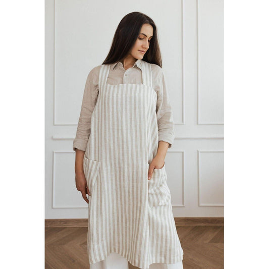 Linen Crossed Back Apron