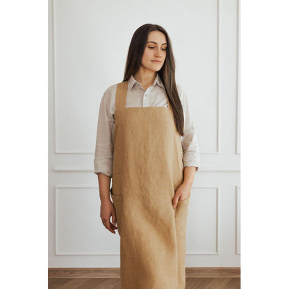 Linen Crossed Back Apron