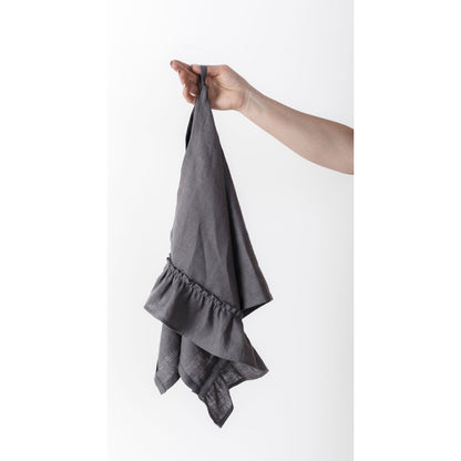 Linen Kitchen Towel With Ruffles