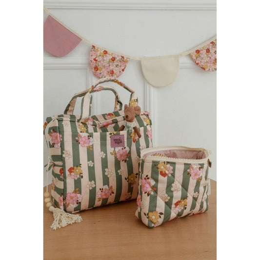 Make-Up Bag Set of 2 - Green Striped