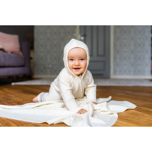 Merino wool baby blanket HAPPINESS