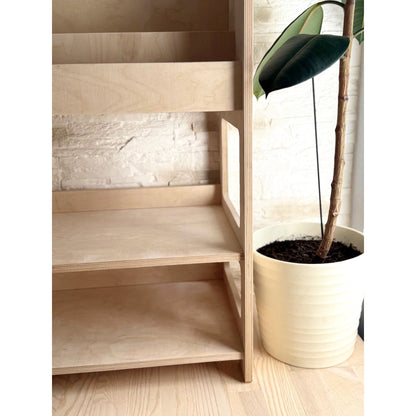 Montessori Wooden Book Display with Storage Shelf For Kids