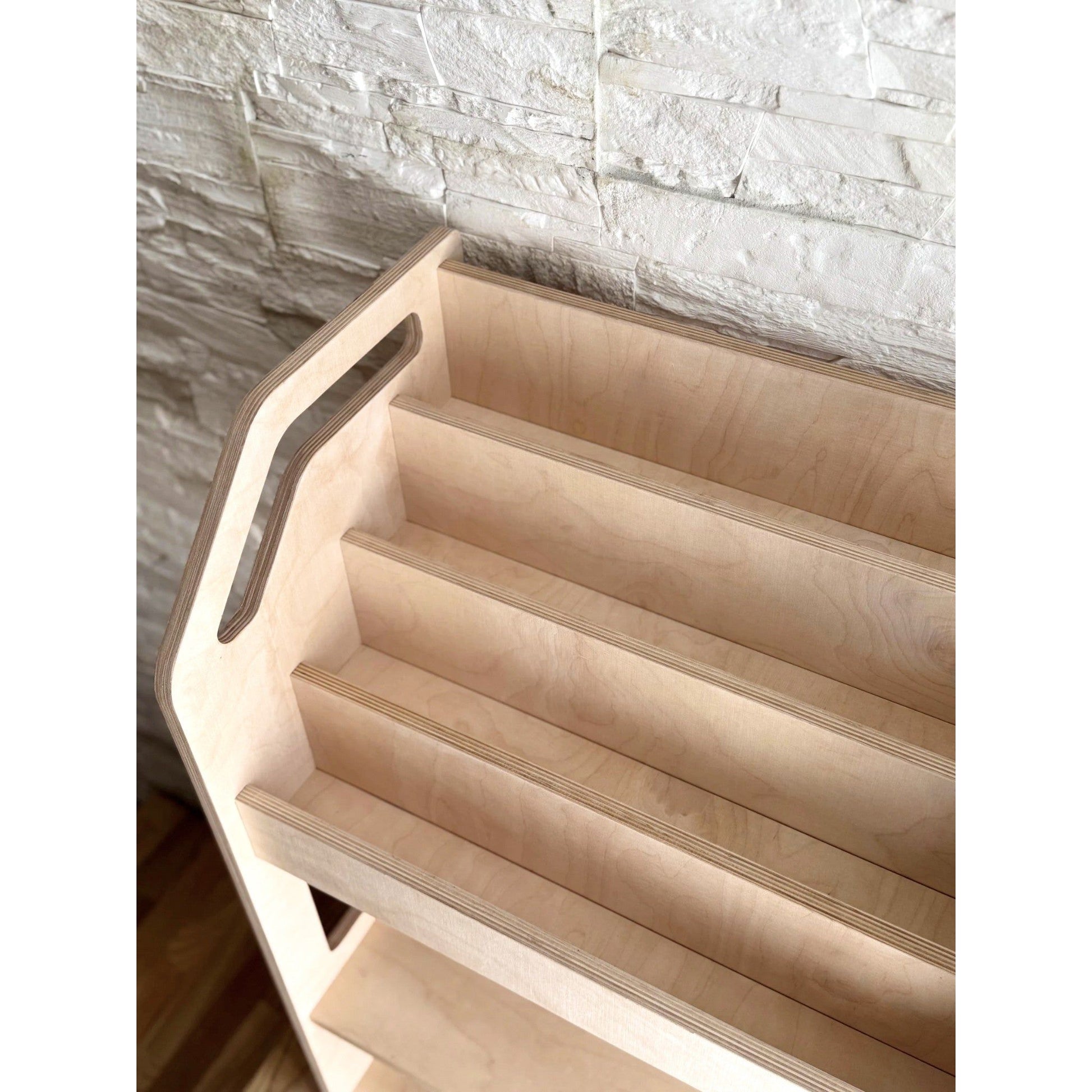 Montessori Wooden Book Display with Storage Shelf For Kids