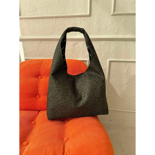 Moon Bag Heart - Khaki Polka Dots