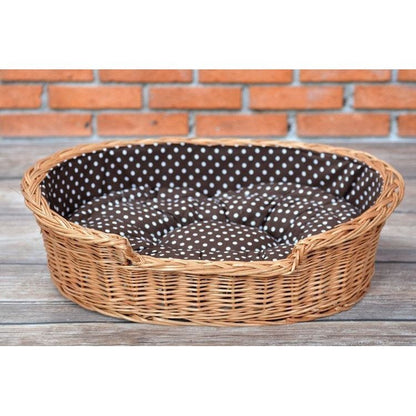 Natural Wicker Dog Bed Poppy With Cushion, 75x57 cm