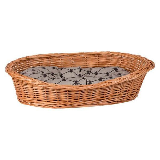 Natural Wicker Dog Bed Poppy With Cushion, 75x57 cm