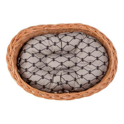 Natural Wicker Dog Bed Poppy With Cushion, 75x57 cm