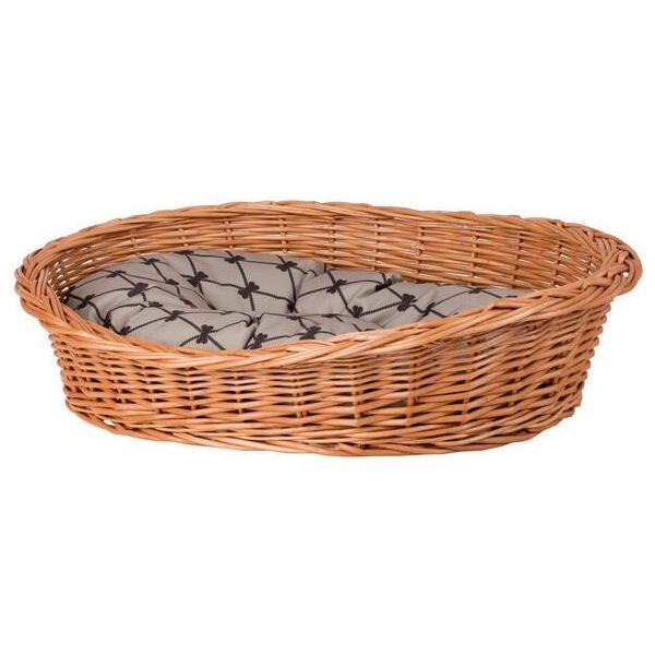 Natural Wicker Dog Bed Poppy With Cushion, 75x57 cm