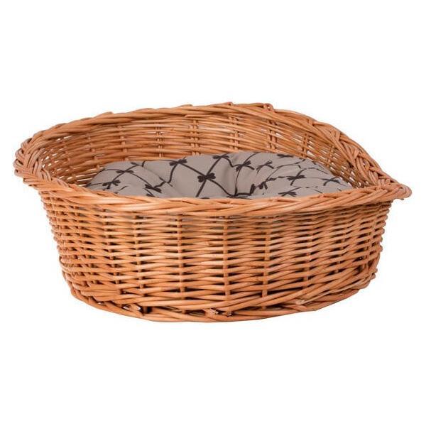 Natural Wicker Dog Bed Poppy With Cushion, 75x57 cm