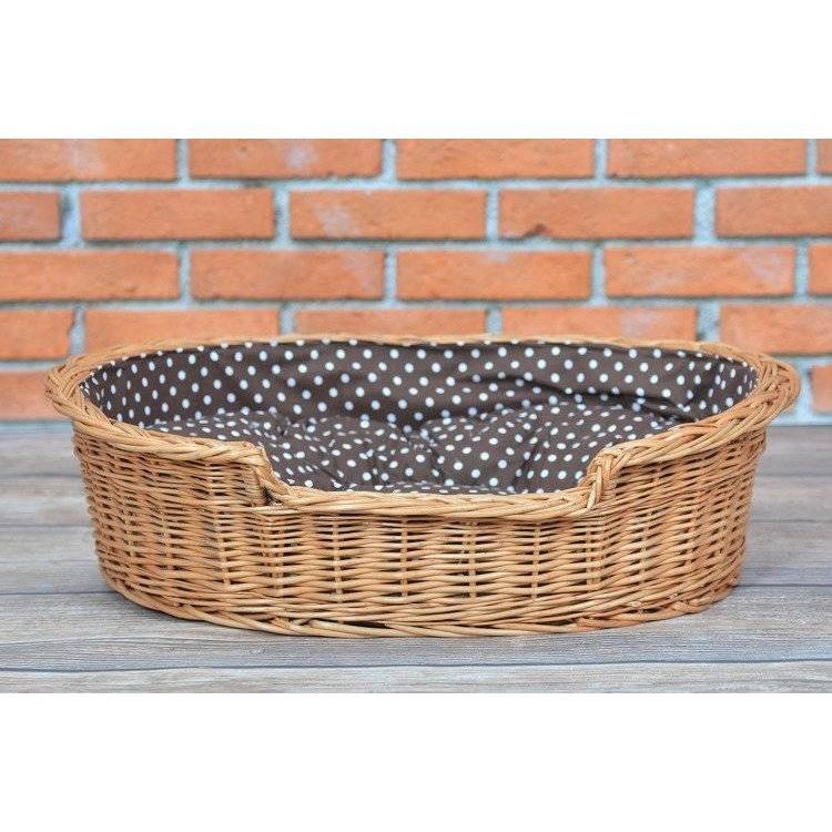 Natural Wicker Dog Bed Poppy With Cushion, 75x57 cm