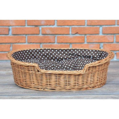 Natural Wicker Dog Bed Poppy With Cushion, 75x57 cm
