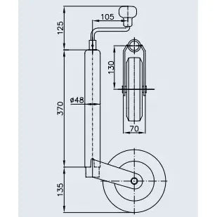 Nokkapyörä muovivanne 150kg Nokkapyörä 48mm putkelle