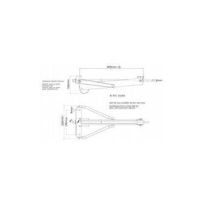 Nurkkatuki Stabilform 505x260 800kg Kiinnitysreikien väli 190mm - Kotikauppa