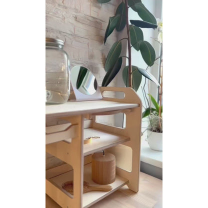 Montessori Wooden Washbasin With Storage for Kids - Large