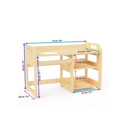 Montessori Wooden Washbasin With Storage for Kids - Large