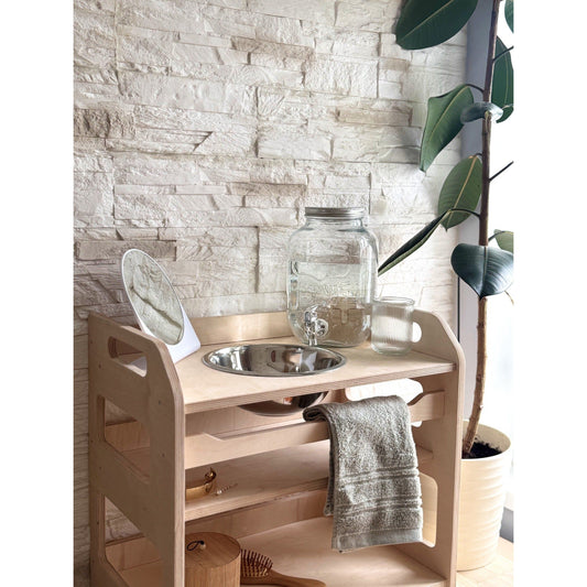 Montessori Wooden Washbasin With Storage for Kids - Small