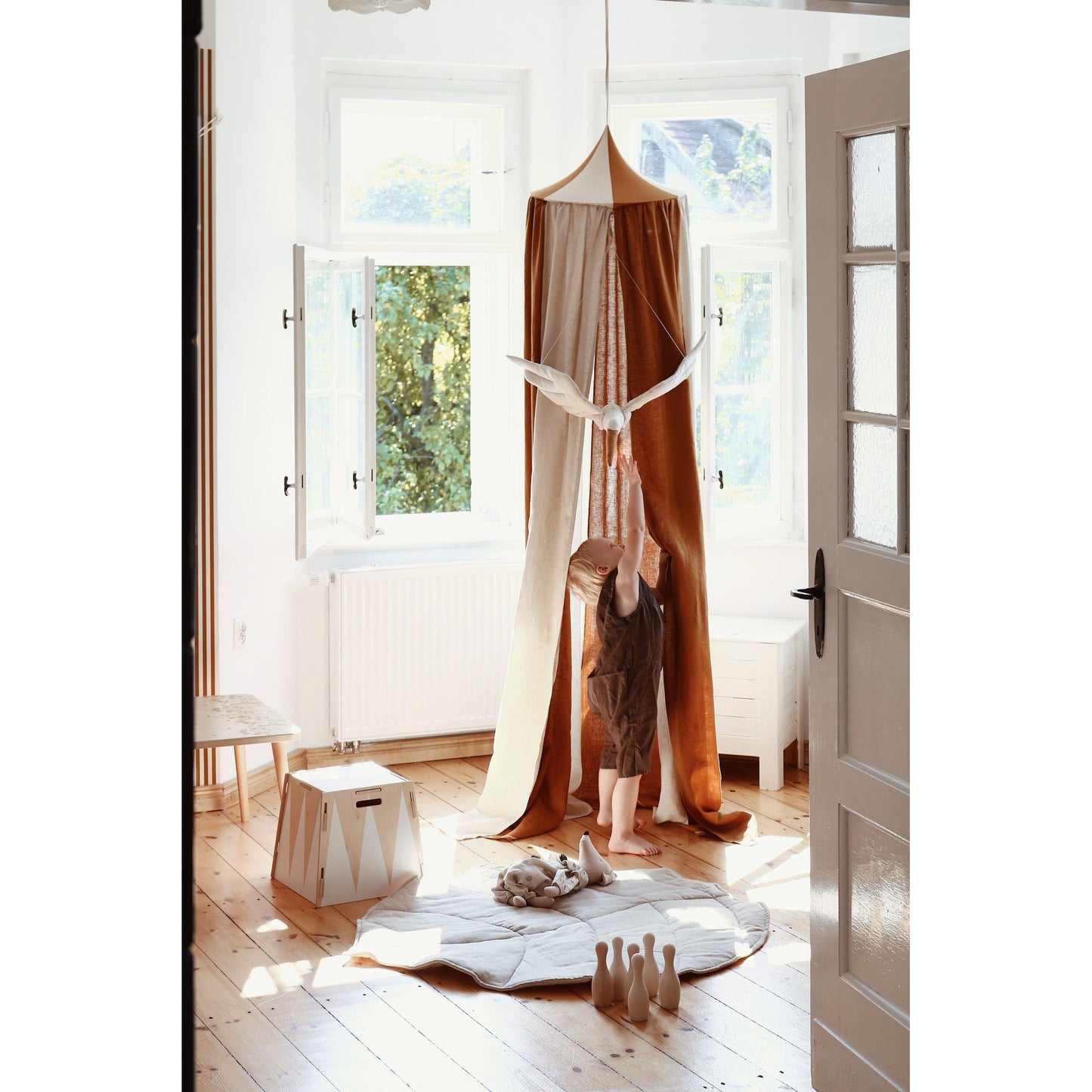 Organic Cotton and Linen Canopy - Caramel Circus