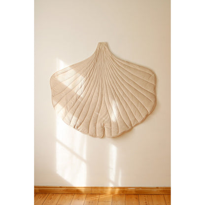Organic Cotton and Velvet Ginkgo Leaf Playmat - Cream
