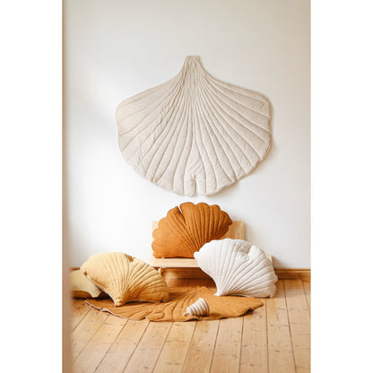 Organic Cotton and Velvet Ginkgo Leaf Playmat - Cream
