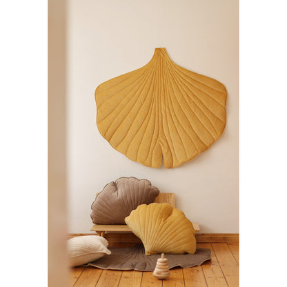 Organic Cotton and Velvet Ginkgo Leaf Playmat - Yellow