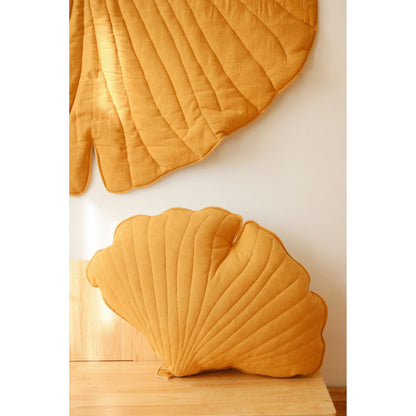 Organic Cotton and Linen Ginkgo Leaf Playmat - Mango