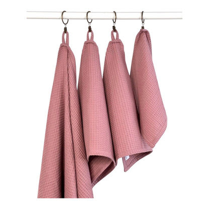 Organic Waffle Cotton Towel - Old Pink