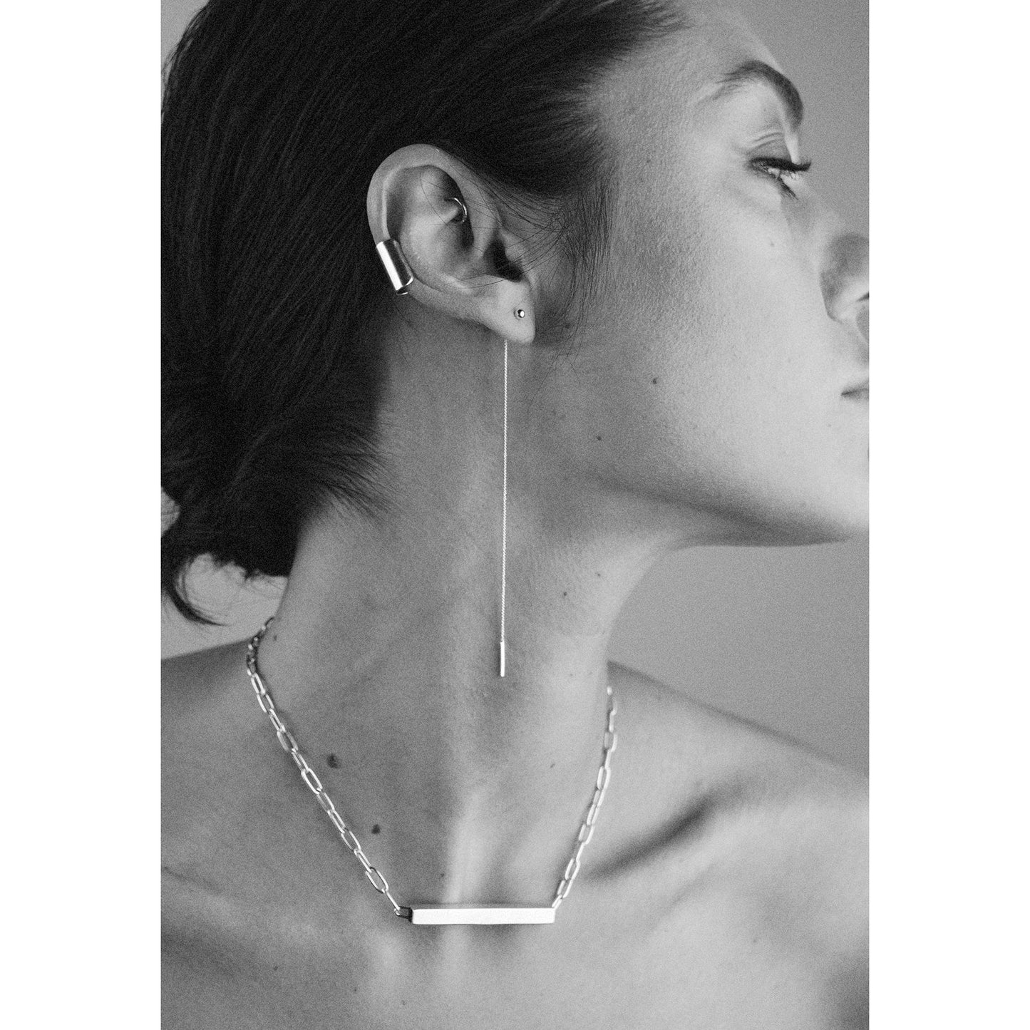 Pin Up Threader Chain Earrings - Silver