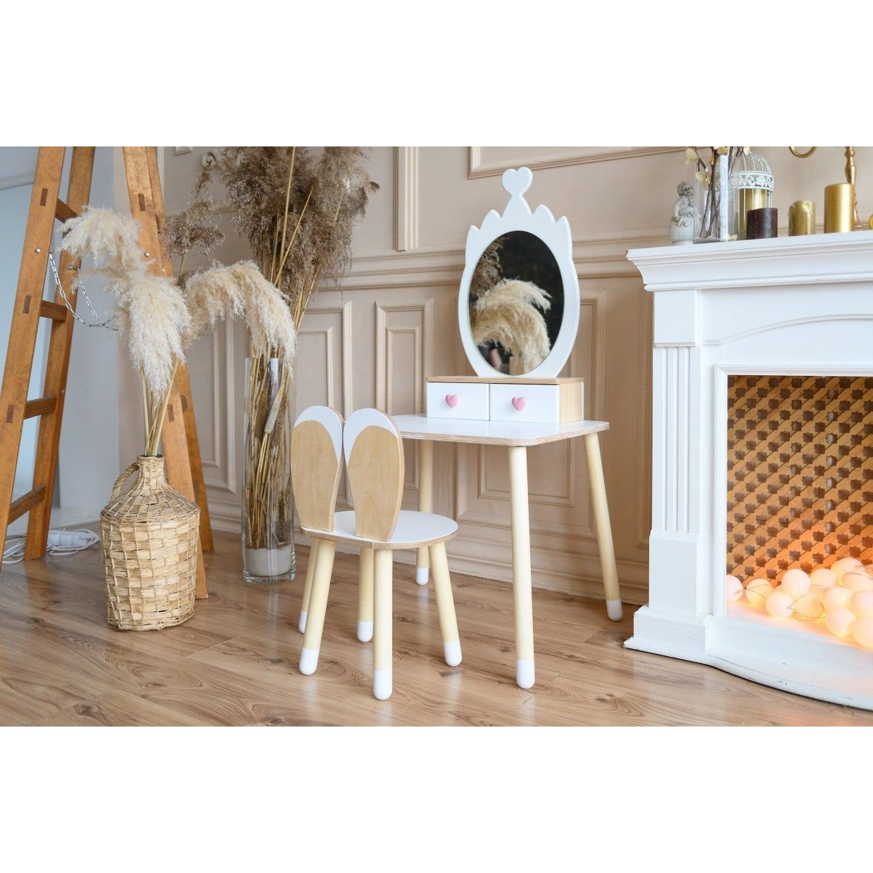 Princess Beauty Table with Mirror - Crown