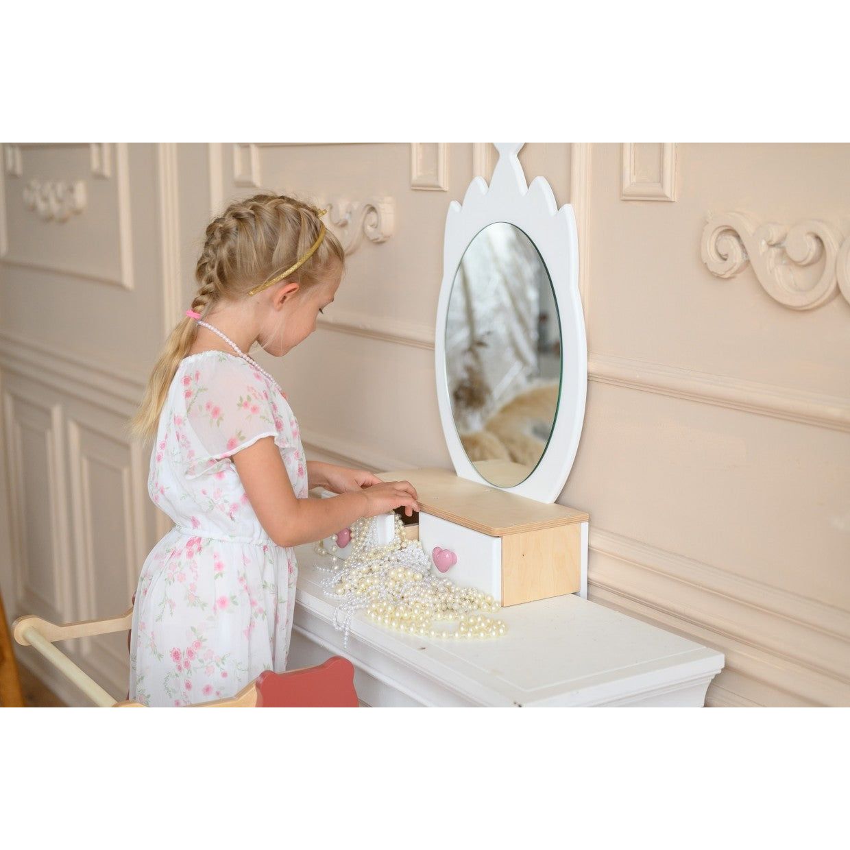 Princess Beauty Table with Mirror - Crown