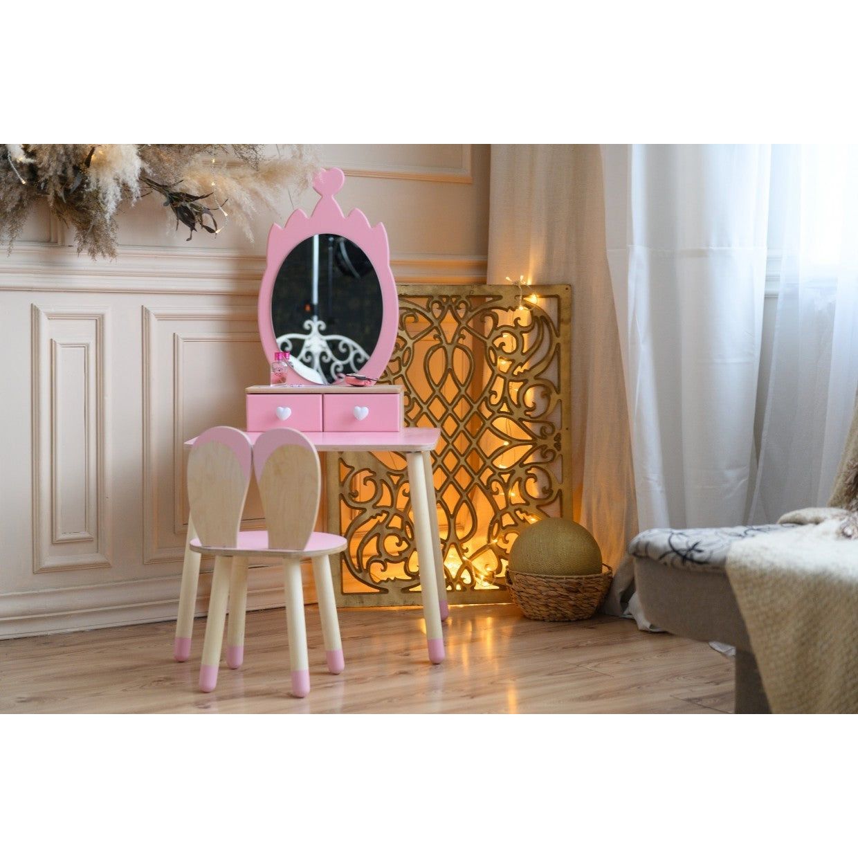 Princess Beauty Table with Mirror - Crown