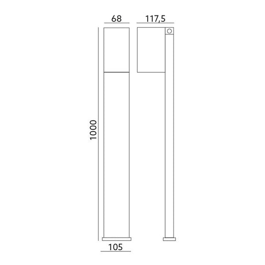 LED-Pylväsvalaisin 100cm QUAZAR 15S kääntyvä, musta IP44